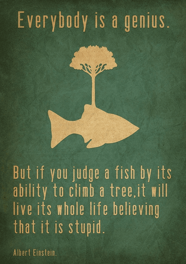 Oordeel niet over een vis om zijn boom klimmen